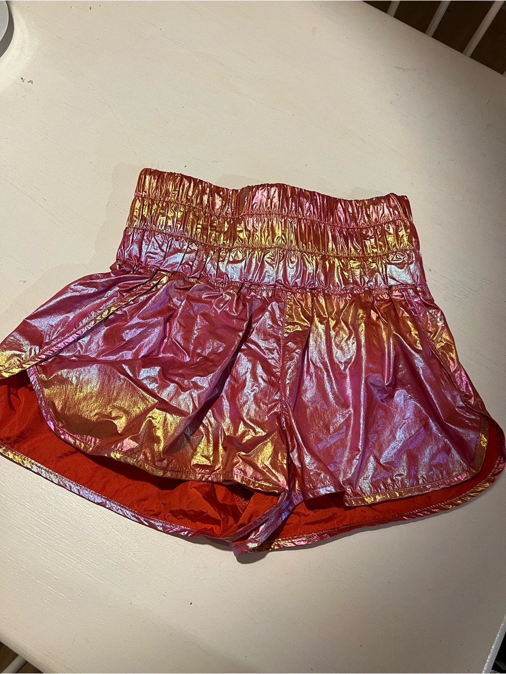Free People Movement Iridescent Pink-Gold Athletic Shorts